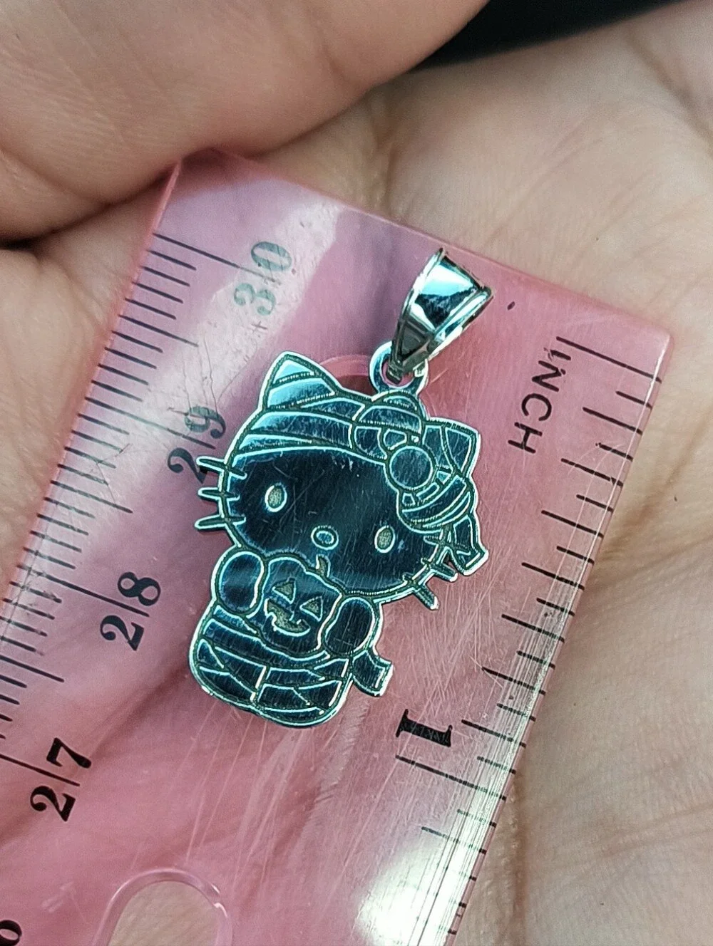 925 Sterling Silver Kitty Mummy Pendant Charm